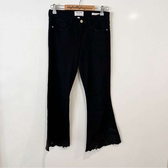 Frame Le High Flare Black Jeans - Picture 1 of 9